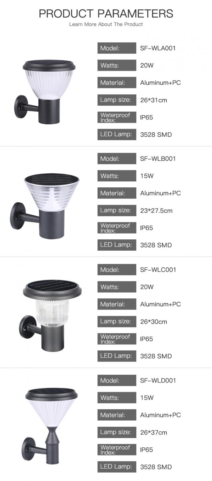 Alumínio seguro do jardim exterior fora da luz conduzida impermeável da parede do sensor solar